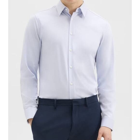 Theory Men's XXL Cotton Stretch Sylvain Shirt in Structure Knit Olympic color - Picture 1 of 8